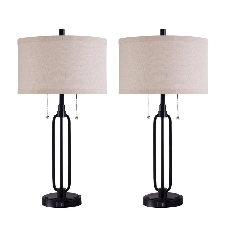 Latitude Run® 26'' Black Bedside Table Lamp Set with USB & Reviews